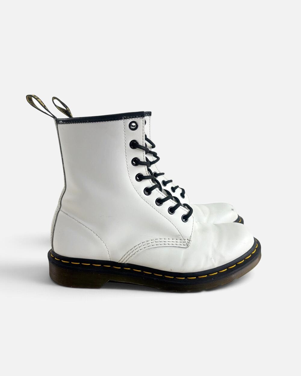 White Doc Martens 1460 Smooth Leather Combat Boots Size US 9 W / UK 7